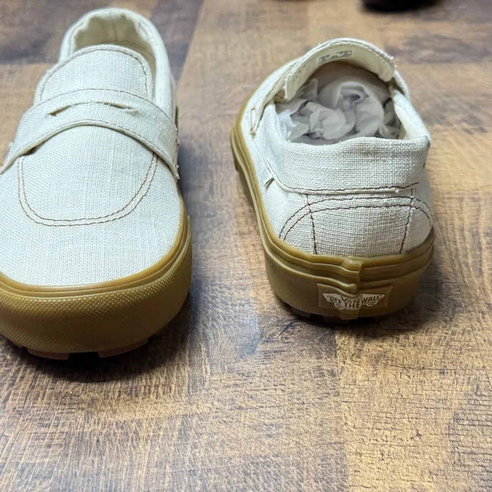 Vans Style 53 Linen Canvas Natural Gum Loafers Sneaker Size 8 NWOT
